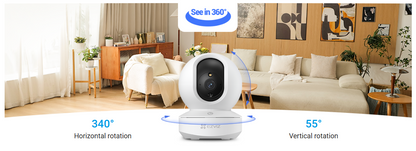 EZVIZ TY1 Pro 3K Type-C Pan & Tilt Smart Home Camera Indoor Wi-Fi Camera with 3K Resolution, Smart Human Detection, Auto-Zoom Tracking, Colour Night Vision & 512GB MicroSD Support