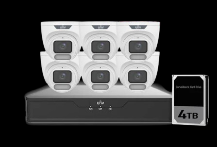 Uniview 6x OwlView 6MP CCTV IP Cameras, 8 Channel Surveillance Kit
