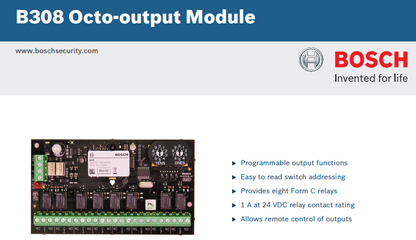 Bosch B308 Octo-Output Expansion Module – 8 Programmable Relays for Solution 2000/3000/4000 Alarm Panels