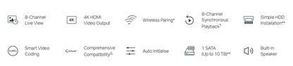 TP-Link VIGI NVR1108H‑W | 8‑Channel 4K Wi‑Fi Network Video Recorder, H.265+ Compression, HDD, Wireless NVR