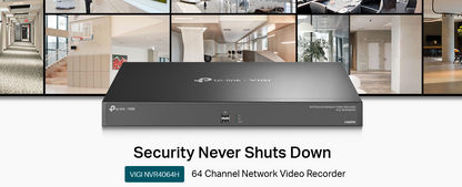 TP-Link VIGI NVR4064H | 64‑Channel 4K Network Video Recorder with 4× SATA (Up to 16 TB Each), H.265+ Compression, Remote Monitoring no PoE