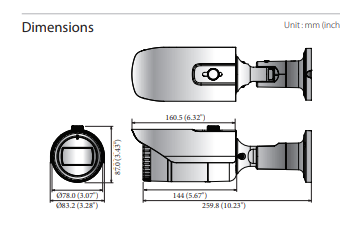 Hanwha Wisenet HCO-7070R 4MP Wisenet HD+ Bullet CCTV Camera - Varifocal Lens, IP66/IK10, 30m IR, Dual Power