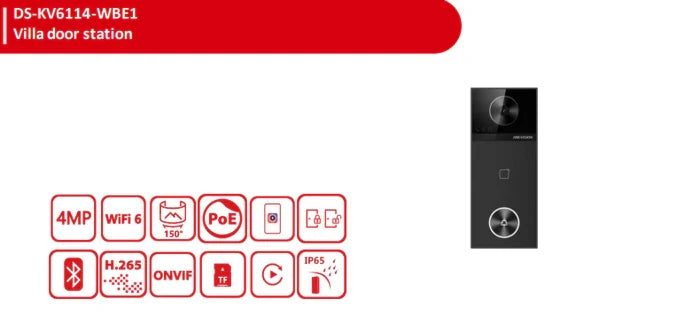 NEW* Hikvision 10.1" Android Video Intercom Kit – DS-KH9570-WTE1/S Indoor Station with DS-KV6114-WBE1 or DS-KV6124-WBE1 4MP Villa Door Station and POE Switch | Wi-Fi 6, PoE, Smart Access