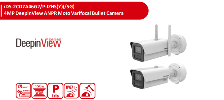 Hikvision iDS-2CD7A46G2/P-IZHS(Y) 4MP DeepinView ANPR Moto Motorised Varifocal Bullet Camera – DarkFighter 2.0, 150dB WDR, H.265+, IP67/IK10