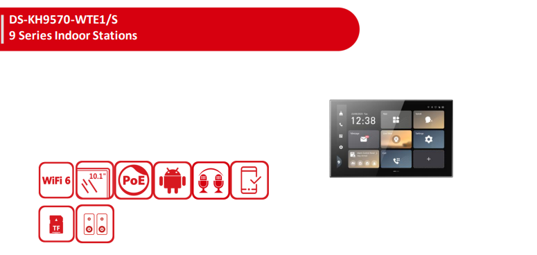 DS-KH9570-WTE1/S – Hikvision 9 Series 10.1" Android Video Intercom room station with Wi-Fi 6 & PoE
