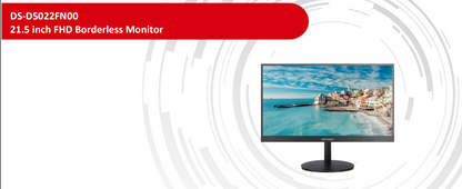 Hikvision DS-D5022FN00 21.5 Inch FHD Borderless Monitor, 1080p LED Display, HDMI & VGA, VESA Mount Compatible