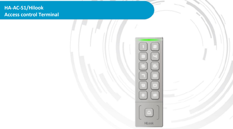 HiLook HA-AC-S1 Access Control Terminal with Metal Slim Design, M1 Card Reader, PIN Authentication, 1000 Users, Wiegand Output & IP65 Outdoor Protection