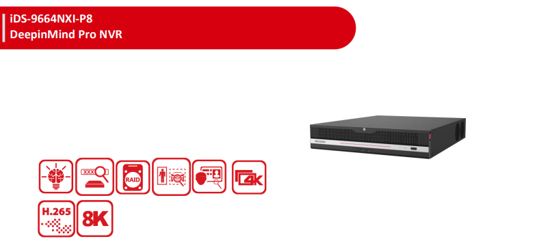Hikvision iDS-9664NXI-P8 DeepinMind Pro 64-Channel AI NVR | 8-Bay 32MP Network Video Recorder with AcuSeek, AcuSearch & Advanced Analytics