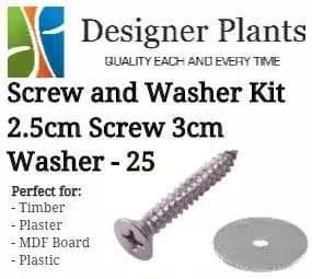 Screw and washer kit with metal screw and round metal washer, 25 pack