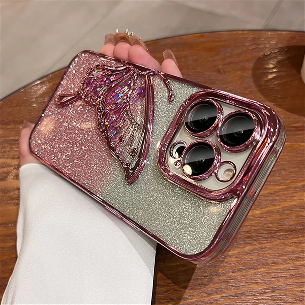 Gradient Butterfly iPhone Shockproof Clear Case