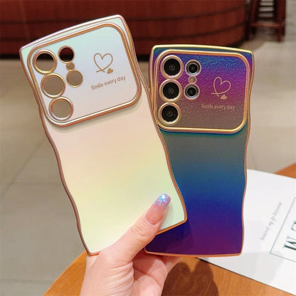 Glitter Wavy Heart Samsung Shockproof Phone Case