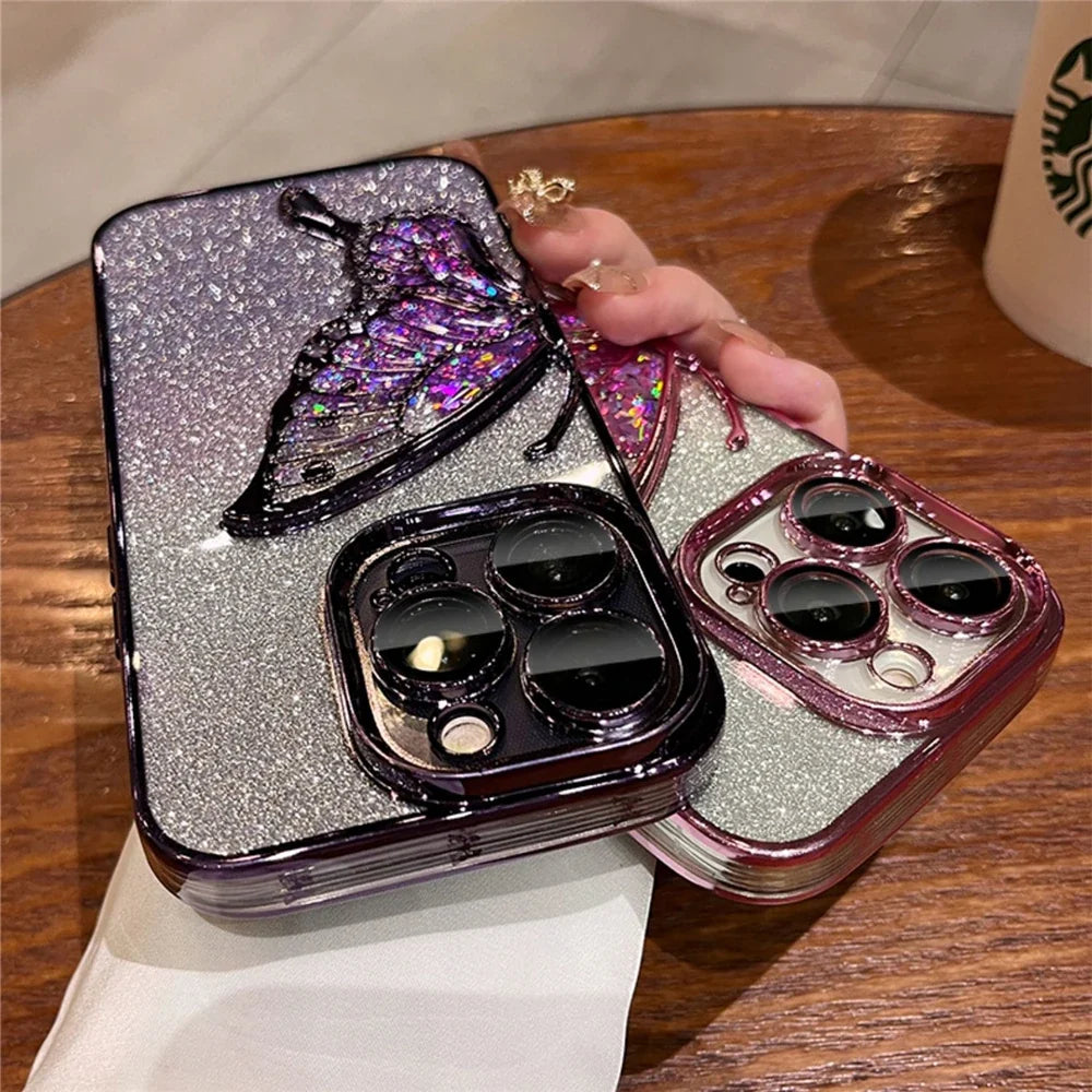 Gradient Butterfly iPhone Shockproof Clear Case