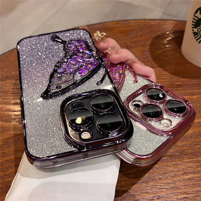 Gradient Butterfly iPhone Shockproof Clear Case