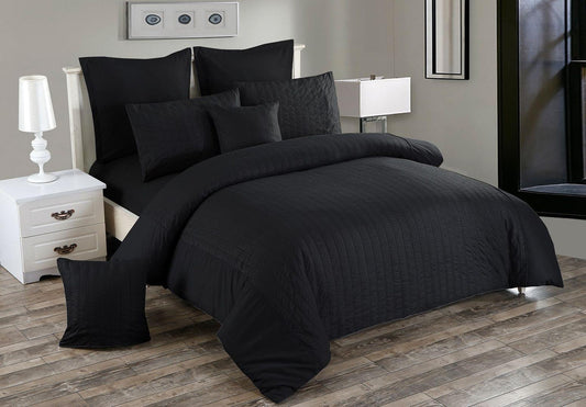 Black super king seersucker duvet cover set with pillowcases and shams