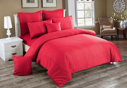 Red seersucker quilt set with pillow shams, super king