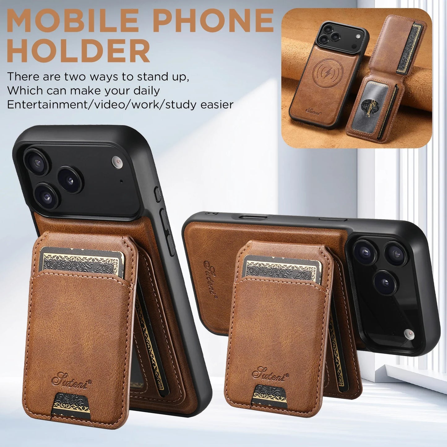 Faux Leather iPhone Cardholder Case