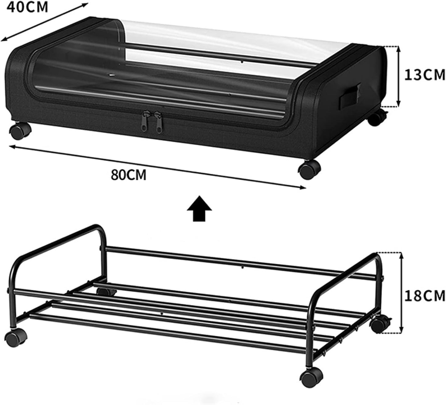 Set 2 Pcs XXL Under Bed Rolling Storage Containers with 50L Large Capacity and Wheels