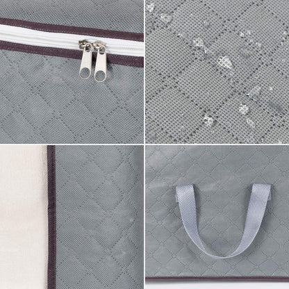 Set of 3 extra large zippered storage bags - Storage bags - with large transparent window - Handles - Affordable - Ideal for storing duvets, pillows, quilts, bedding, clothing, blankets and more - Grey - 60×40×35 cm