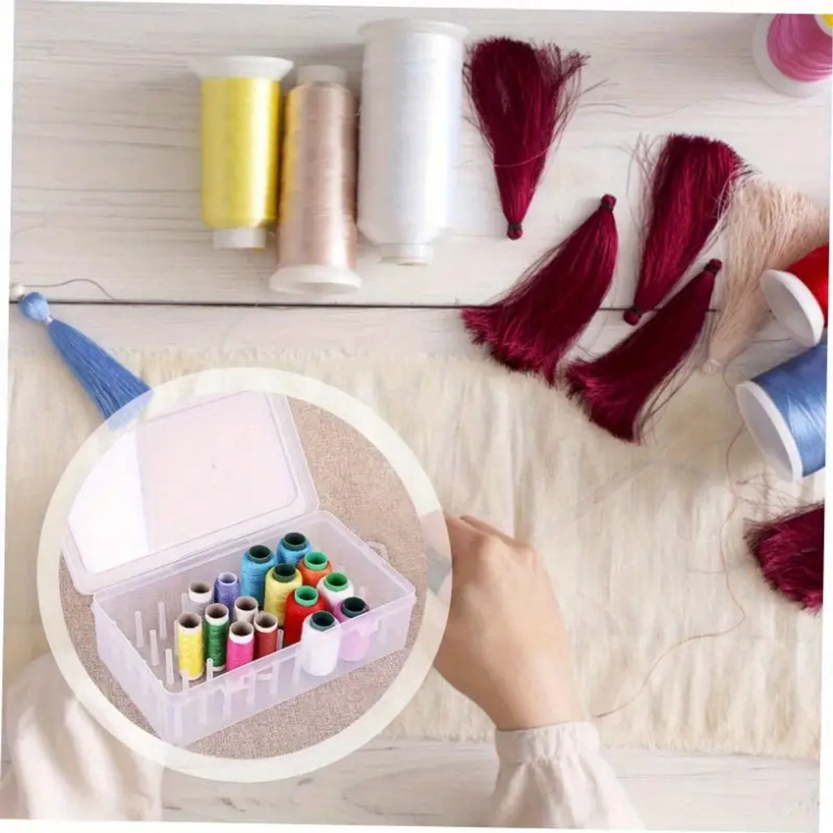 Sewing Thread Storage Box - 2 Box Organizer for Sewing Machine Thread and Sewing Accessories - DIY Sewing Kit and Sewing Basket