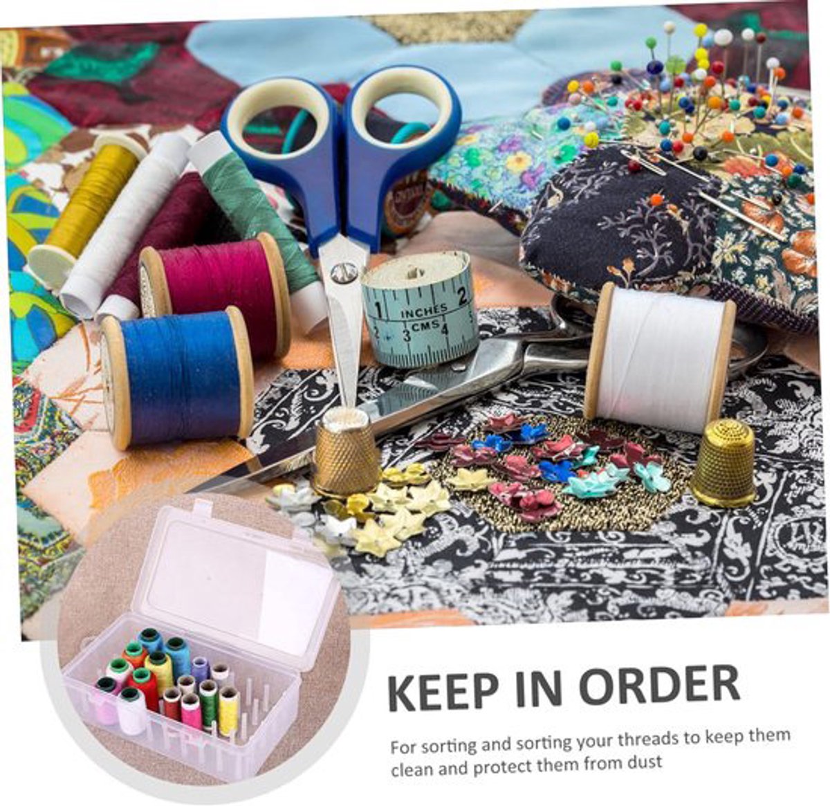 Sewing Thread Storage Box - Organizer for sewing supplies and sewing accessories - 42 spools