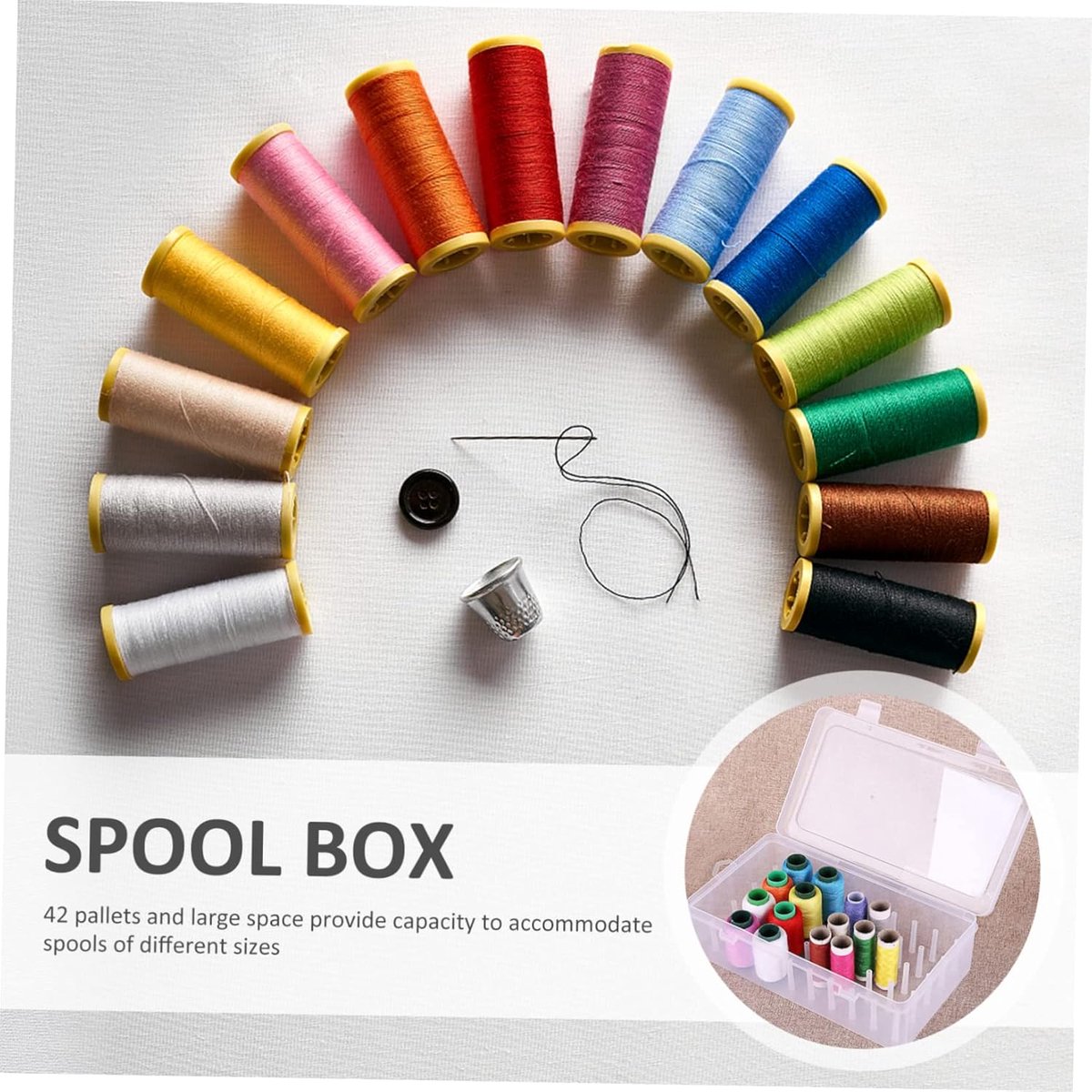 Sewing Thread Storage Box - Organizer for sewing supplies and sewing accessories - 42 spools