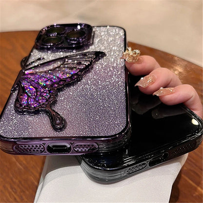 Gradient Butterfly iPhone Shockproof Clear Case