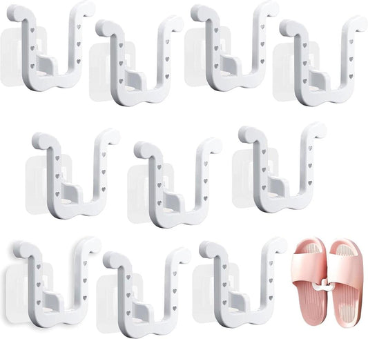 White hanging shoe rack, set of 10 U-shaped holders for slippers