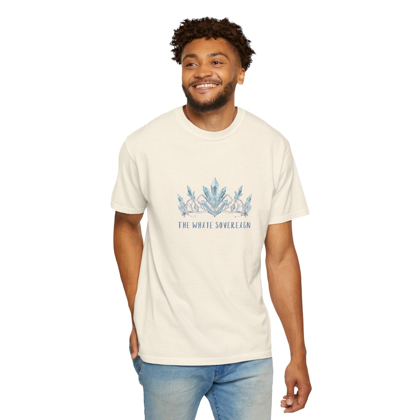 The White Sovereign Blue Seaweed Crown  Tsaritsa Frost Queen Graphic Tee