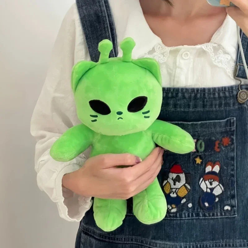 Alien Cat Plush Toy - Handmade Kawaii Green Extraterrestrial Stuffed Animal Plushie Gift