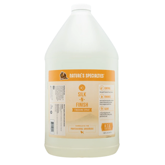 Natures Specialties Silk-N-Finish large jug bottle with orange label, back view