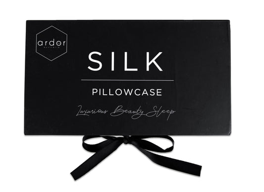 Silk pillowcase gift box with ribbon, black cover