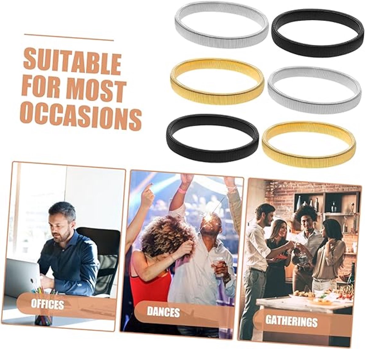 Sleeve holders 3 pairs – Non-slip, elastic, for long sleeves