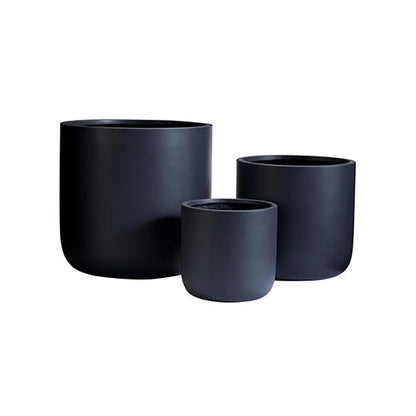 Dark gray planter set with three nested round pots