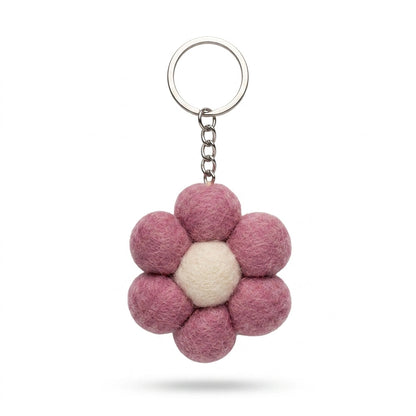 Handmade Wool Felt Small Flower Keyring