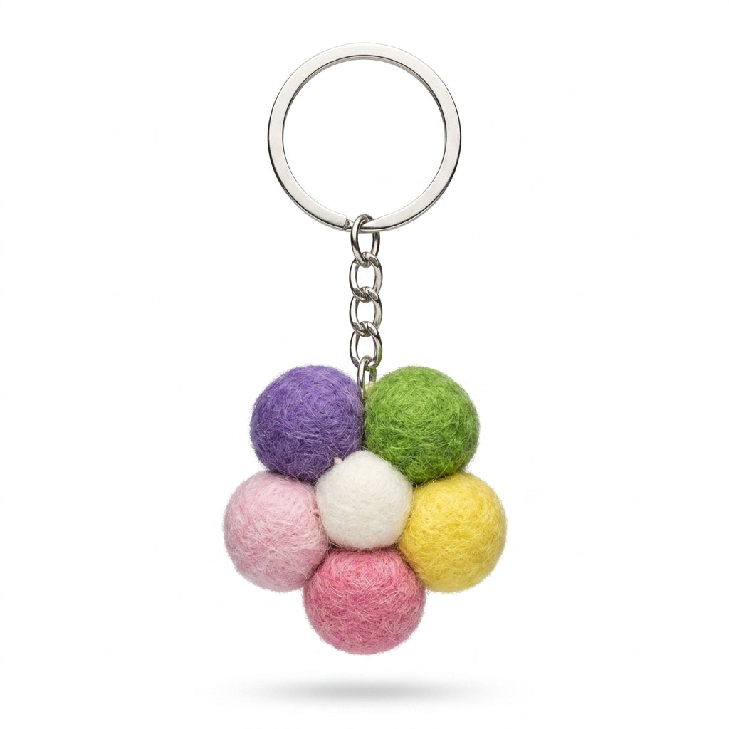 Handmade Wool Felt Small Flower Keyring