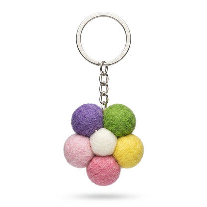 Handmade Wool Felt Small Flower Keyring