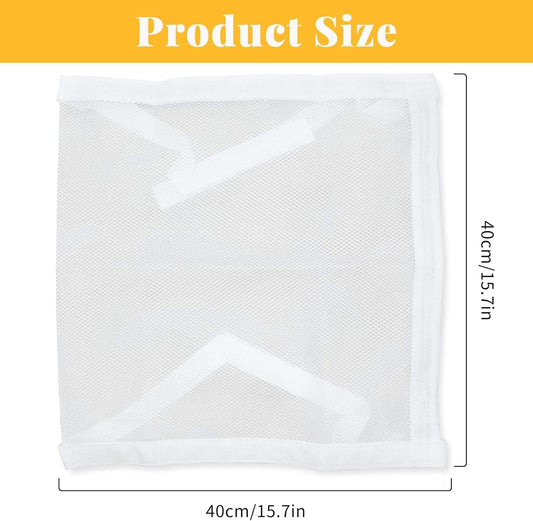 White mesh shoe wash bag, square size with 40cm x 40cm dimensions