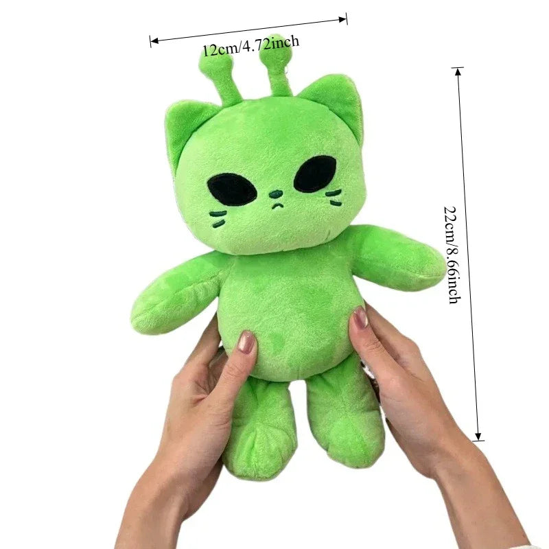 Alien Cat Plush Toy - Handmade Kawaii Green Extraterrestrial Stuffed Animal Plushie Gift