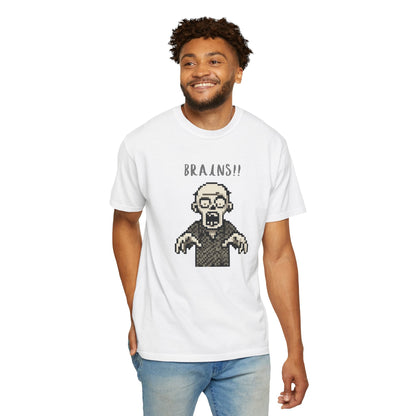 Pixel Zombie 'BRAINS!!' T-Shirt  By Aprasi