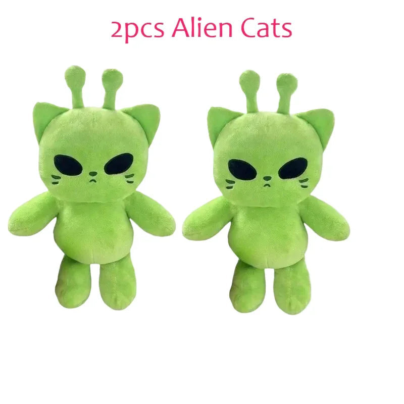 Alien Cat Plush Toy - Handmade Kawaii Green Extraterrestrial Stuffed Animal Plushie Gift