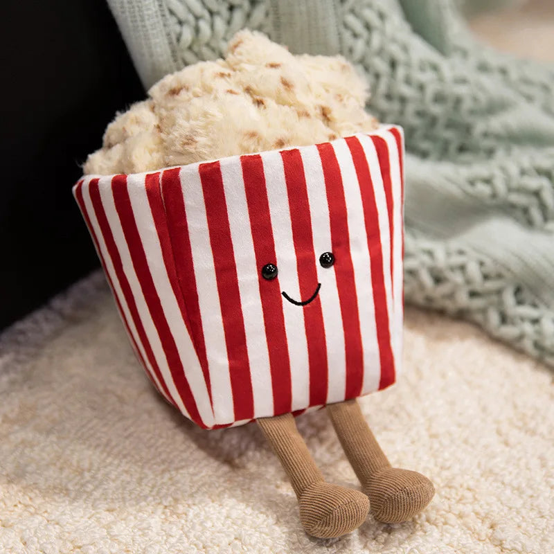 Soft Popcorn Plush - 8-Inch Movie Theater Stuffed Toy & Kawaii Pillow