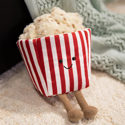 Soft Popcorn Plush - 8-Inch Movie Theater Stuffed Toy & Kawaii Pillow