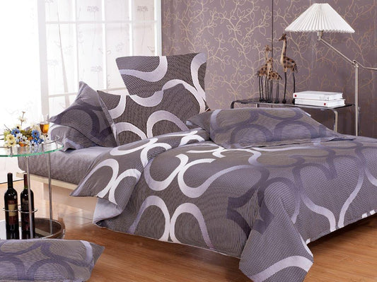 Super king duvet cover set, grey with white abstract swirl pattern