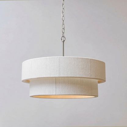 Sorrento Double Tiered Rope Chandelier - White/Nickel