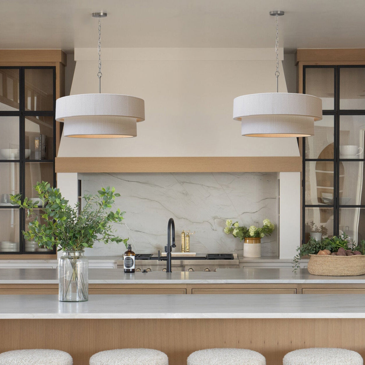Sorrento Double Tiered Rope Chandelier - White/Nickel