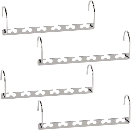 Metal cascading hanger bar with 5 curved hook slots, chrome finish