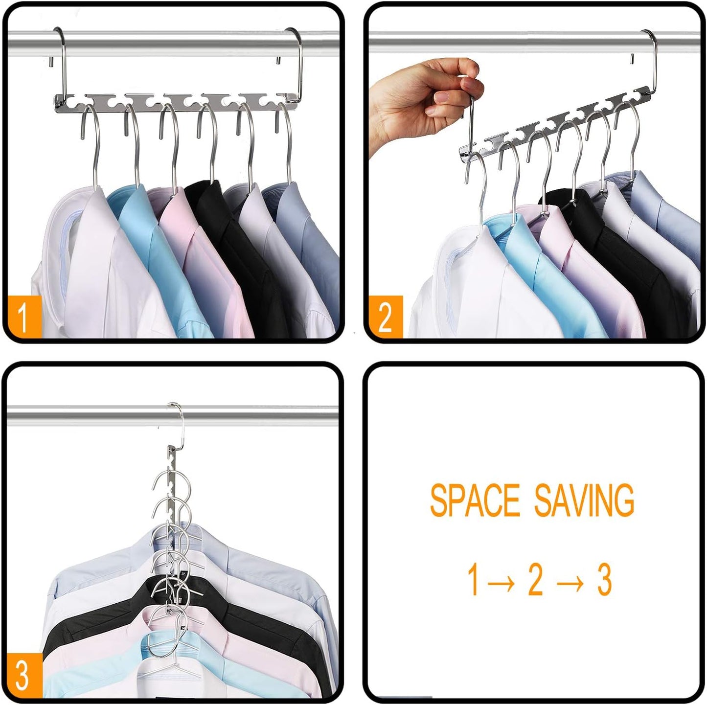 Space Saving Hangers Metal Hanger Magic Cascading Hanger Closet Clothes Organizer(4 Pack)