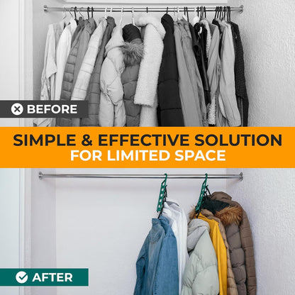 Space Saving Hangers for Clothes - 4 in Pack, Heavy Duty Plastic, Multi Closet Space Savers for Shirts, Pants, Jeans, Sweaters - Hanger Organizer Space Saver