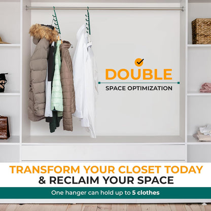 Space Saving Hangers for Clothes - 4 in Pack, Heavy Duty Plastic, Multi Closet Space Savers for Shirts, Pants, Jeans, Sweaters - Hanger Organizer Space Saver