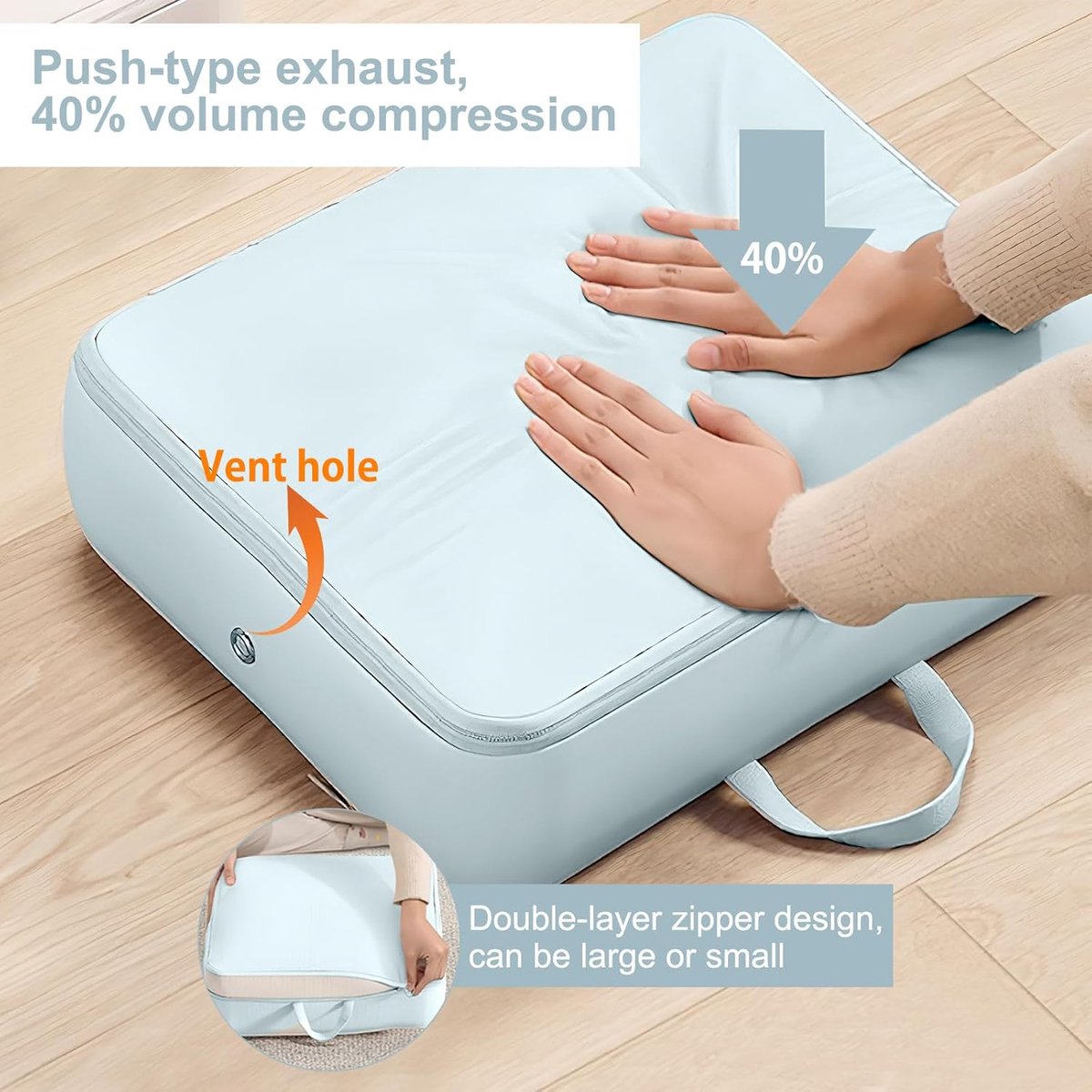 Storage Bag - Organizer - Storage Bags - Movable Organizer Bags - Space-Saving Bags - Storage Bag - Organizer - For Blankets/Pillows/Clothing/Duvet - Self-Compressing - With Zipper Handles - Compact - Movable - 54x42x30cm/54x42x50cm